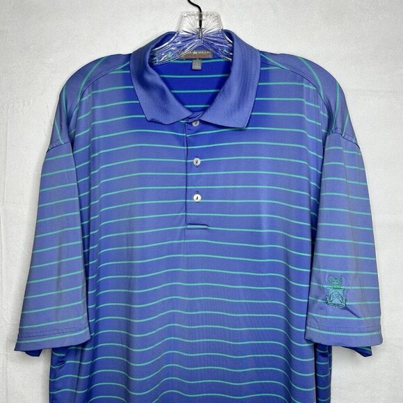 Peter Millar Summer Comfort Polo Shirt Blue Ombre Teal Striped Size L - Picture 4 of 9